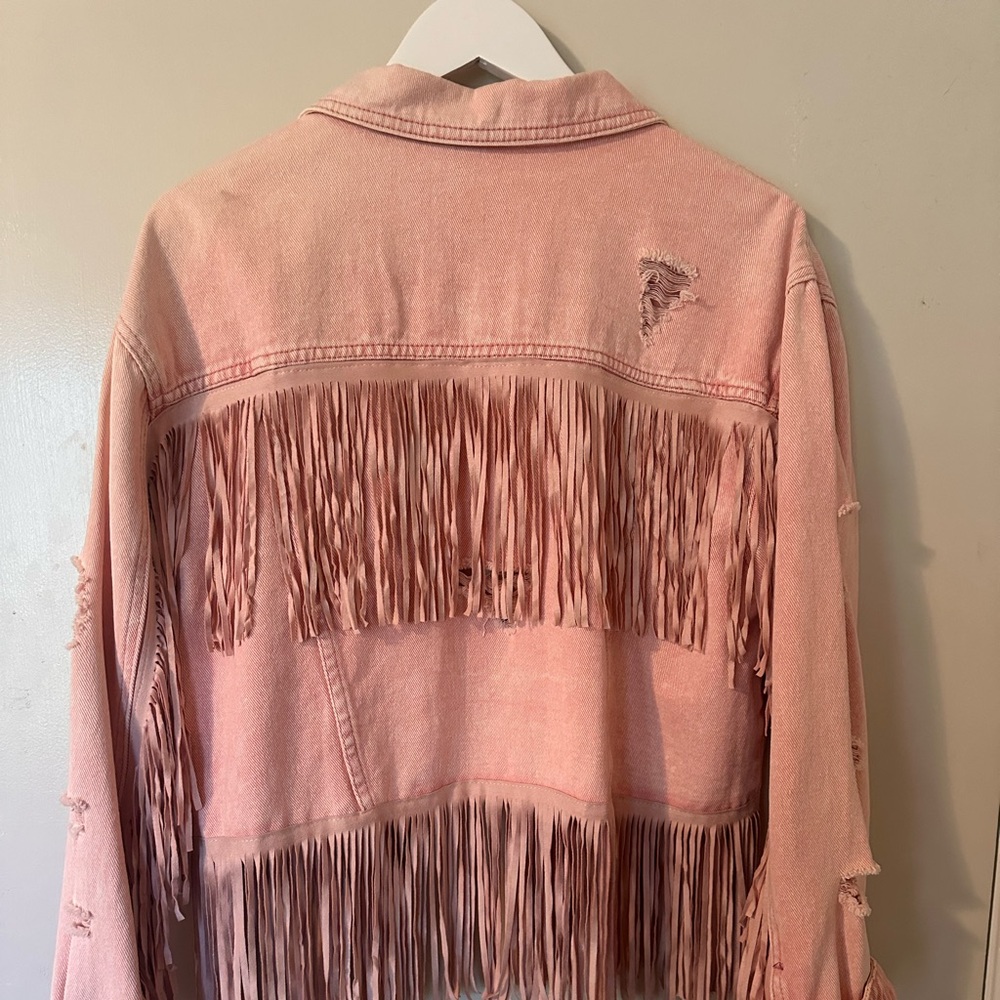 Boho fringe denim jacket s large - Picture 2 of 2